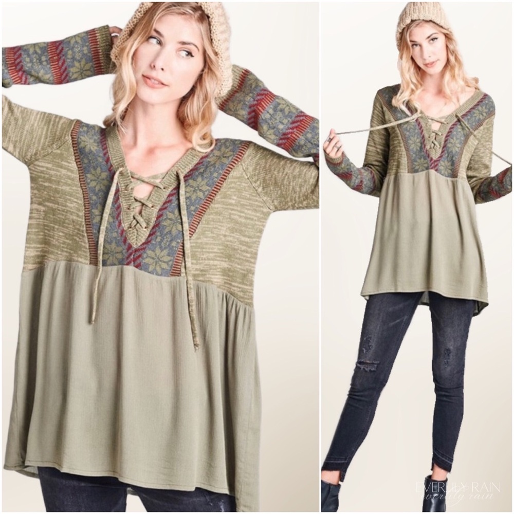 2 PK | Boho Babydoll Winter Print Sweater